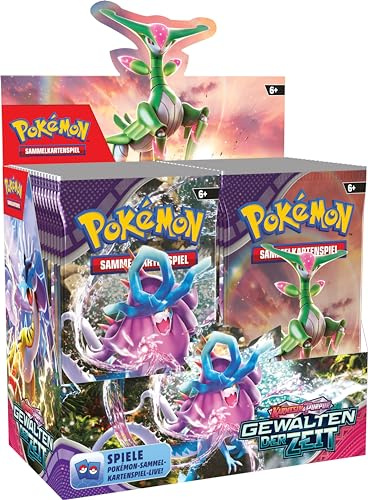 Pokémon-Sammelkartenspiel: Boosterpack-Display-Box Karmesin & Purpur – Gewalten der Zeit (36 Boosterpacks)