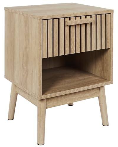 HOME DECO FACTORY - HD0205, Mesita de Noche Moderna Klaus con Cajón Práctico, Diseño Rústico en Madera, Diseñada para Dormitorio o Salón, Dimensiones 40x35x55 cm, Color Marrón
