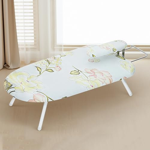 Planche à Repasser De Table, Mini Planche à Repasser Pliante Tout en Fer avec 2 Housses Amovibles, Petite Planche à Repasser Portable avec Coussin éPais pour Buanderie, Appartement (Color : Flower a