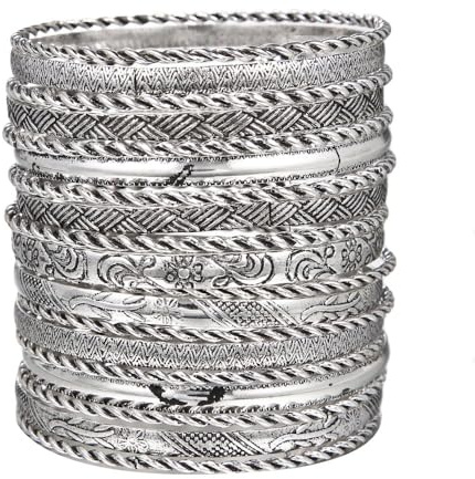 WATEFOER Gold Armreif Armbänder Set für Damen Boho Mehrschichtige stapelbar strukturierte Armbänder indische Chunky Armreif Armband Hochzeit Schmuck Muttertag Geburtstag Geschenk