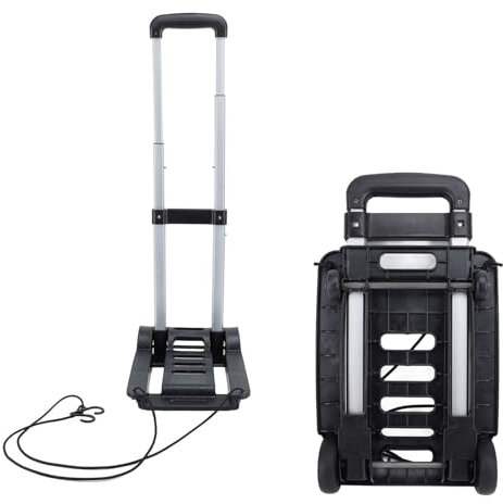 Carretilla de Mano Plegable, Carrito de Equipaje Plegable con Barra Tiro, 2 Ruedas, Carretilla Mano Plegable, Carretilla Portátil, Carrito Utilitario para Viajes Mudanzas Oficina