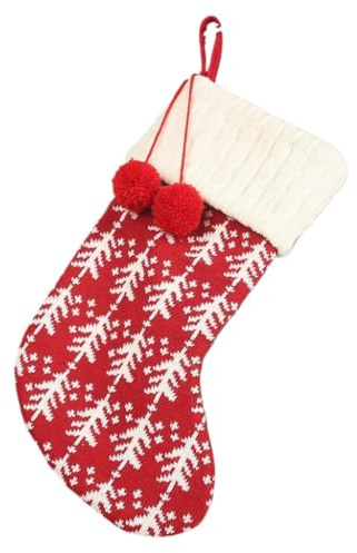 XCLLAM Christmas Stockings New Christmas Decorations Christmas Socks Large Knitted Wool Gift Socks red and White elk Children's Gift Bag Santa Stockings(B41CM*19CM)