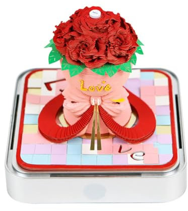 ERVDKXCOI Abreißbarer 3D-Papierkunst-Notizblock-Tischkalende Abreißkalender 2025, 3D-Papierkalender mit Rosenmotiv, Tischdekoration
