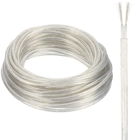 QUARKZMAN Fil PVC Gainé 2 Conducteurs Câble d'Alimentation 18AWG 15m/49.2ft, Câble Électrique Pour Fil Lampe LED Câble Audio Ligne Haut-Parleur Transparent