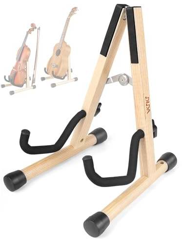 DIDA Ukulele Stand, Violin Stand with Bow Holder, Foldable Stand for Travel, A-Frame Ukulele Holder for Violin, Banjo, and Mandolin, Wooden Floor Ukulele Stand (Ashwood, Ukulele & Violin)