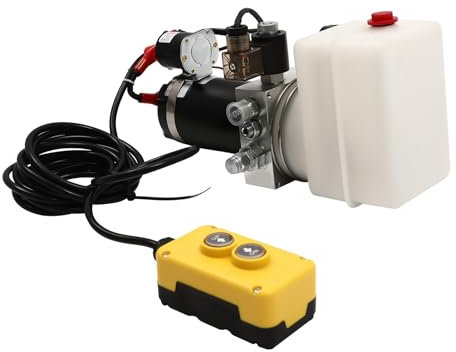 Pompa idraulica elettrica, 800 W, 12 V, pompa idraulica, ad azione semplice, per ribaltabili, 2850 rpm, pressa idraulica con indicatore di tensione e telecomando, per rimorchi, sollevatori