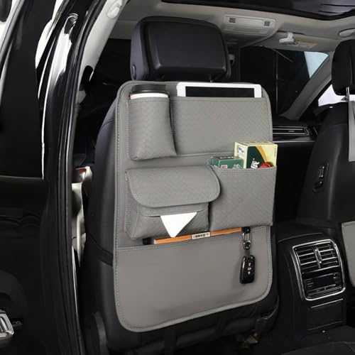 NFAHBAQA Organizador Asiento Coche para VW Volkswagen T5 T6 multivan, Protector Respaldo Asiento, Trasero Almacenamiento Bolsa Gran Capacidad, con Caja Pañuelos,Grey