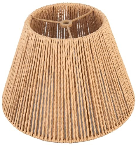 Boho Rattan Lamp Shade Small Bell Lampshade 6 Top X 10 Bottom X 7.5 High For Table Lamps Replacement Hand Woven Vintage Style Rattan Lamp Shades Spider Fitter