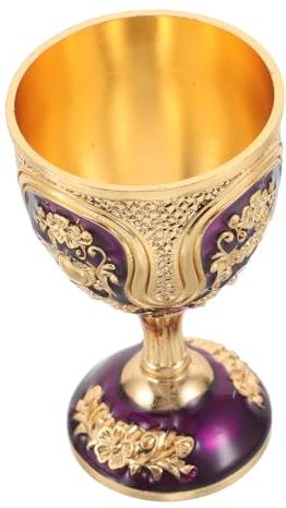 Mobestech Cáliz de Metal Sólido Vintage con Floral Copa de Licor Retro de Diseño Artístico para Decoración Resistente y Elegante para Fiestas Bodas y Barra