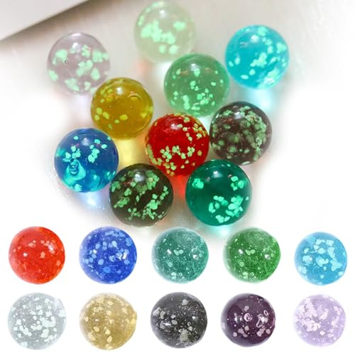 Editbar 30 Stück Murmeln für Kinder,Glasmurmeln,16mm Murmeln Leuchten Im Dunkeln,Leuchtende Murmelspiele für Kinder, Flipper-Bahnspiel, Möbeldekoration, Farbige Glasmurmeln für Jungen und Mädchen