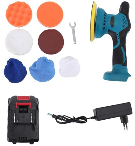 Polisseuse tampon de voiture sans fil, Rechargeable, 8 vitesses, 5500 tr/min, 6 pouces, Kit de détails orbitaux avec batterie 1300mAh pour le polissage à la cire