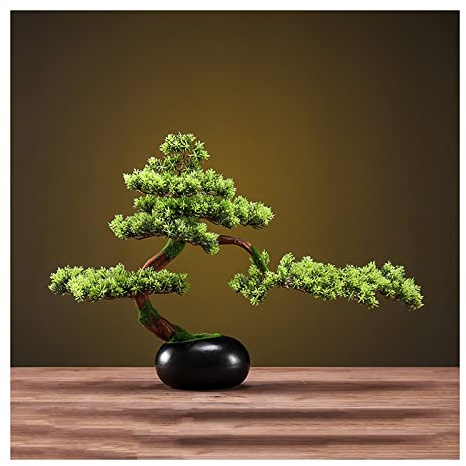 Piante Artificiali Simulazione Cinese Bonsai di Pino con Vaso di Fiori in Ceramica Nera Pianta Verde Artificiale Albero Finto Decorazione Interna della casa Ornamenti Piante finte di cipresso Alte