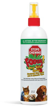 Fooey Ultra-Bitter Training Aid Spray – Chewing, Biting, Licking Deterrent for Dogs, Cats, Horses, Rabbits, Ferrets, Birds - Safe for Pet’s Skin – Can Also Protect Garden from Deer and Pests (16 oz.)