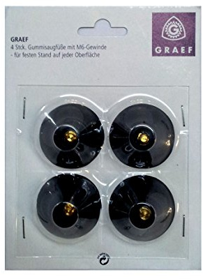 GRAEF. M6 Saugfüße 4 Stück schwarz Gummisaugfüße Allesschneiderzubehör