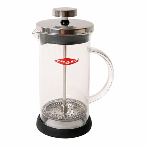 Oroley - Cafetera Francesa Spezia | de Émbolo | de Acero Inoxidable y Cristal | 3 Tazas | Para Café y Té | 350ml