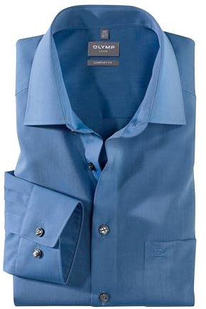 OLYMP Skjorta Comfort Fit kortärmad Herrkläder (New Kent, Chambray), Blå 15, 43