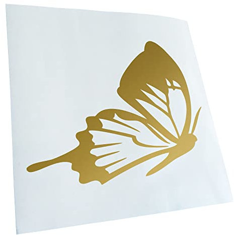 Kiwistar - Autoaufkleber - Gold - 60 x 18 cm - Schmetterling - Heckscheibenaufkleber Auto Aufkleber wetterfest für Kfz LKW Mofa Truck - Sticker außen selbstklebend Tuning Zubehör für Fenster Fahrzeug