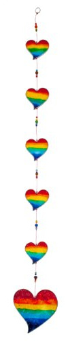 Suncatchers Sonnenfänger Regenbogenfarben sechs Herz, Buntglas, Zum Aufhängen, Mobile, Fenster-Dekoration