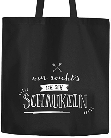 Jutebeutel Mir reichts ich geh schaukeln Sprüche Spruch lustig Baumwolltasche Stoffbeutel Tragetasche Moonworks® schwarz 2 lange Henkel