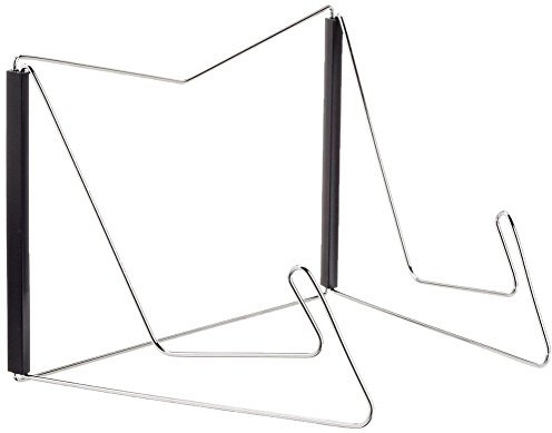 DUBENS Bookrest Kochbuchständer Bücherregal, Buchstaender Kochbuchhalter Faltbar Leseständer Dokumentenhalter, für Bücher, Zeitschriften, Prospekte, Fotos, Silber