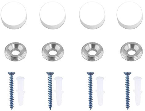 Mirror Screws, TOPNIKE Aluminum Cap Decorative Mirror Nails, Sign Advertising Hardware, Construction with Decorative Cap Cover Nails, Φ0.6, White, 4 Pack