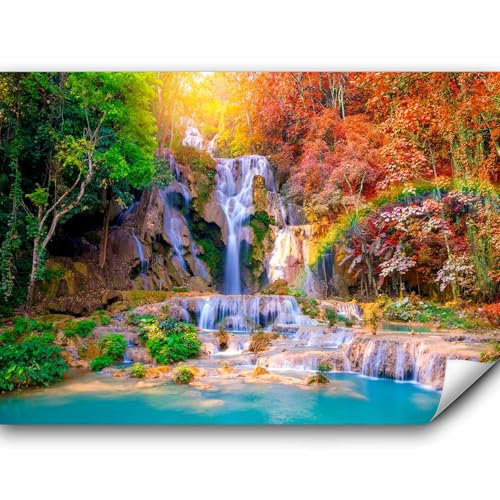 murando Fototapete selbstklebend Wasserfall Landschaft Natur Tapete Wandtapete Klebefolie Dekorfolie Tapetenfolie Wand Dekoration Wandaufkleber Wohnzimmer