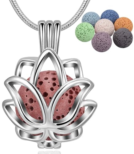 INFUSEU Lange Halsketten für Frauen, Aromatherapie Diffusor für Ätherische Öle Traumfänger Anhänger Versilbert Boho Diffusor Inspirierendes Freches Ängstliches Geburtstagsgeschenk für Ihre Frauen