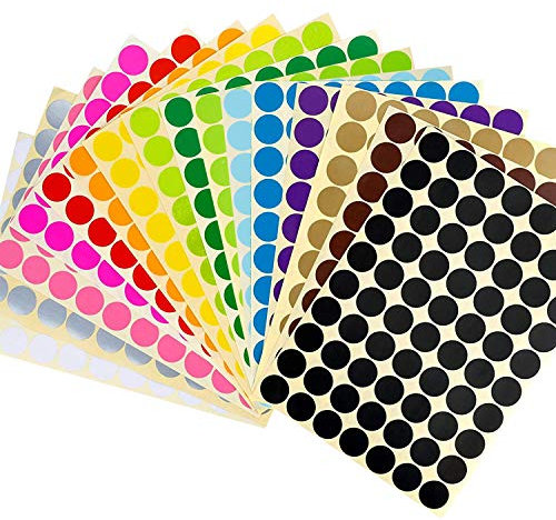 JANYUN 2240 Stück 19mm Runde Punktaufkleber 16 Farben Bunte Selbstklebende Klebepunkte Aufkleber Kleine Farbkodierung Etiketten Markierungspunkte zum Beschriften