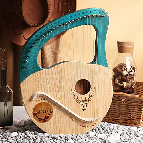 Harfe Instrument Lyre, 24 Saiten Mahagoni Lyre, Kleine Leierharfe, Tragbare Kleine Harfe Mit Stimmschlüssel für Kinder Anfänger Erwachsene Green