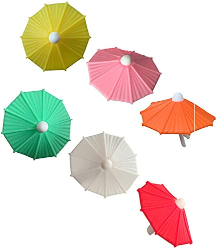 Golandstar 6pcs Set Umbrella Model Wine Glass Marker Silicone Drink Wine Beer Glass Markers Charms Tags