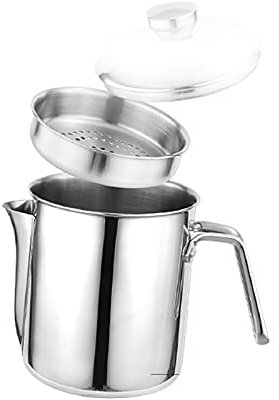 1800 ML Fettabscheider Edelstahl, Fetttrennkanne,Für Trennen Sie Das Öl Effektiv Von Der Suppe,SUS Edelstahl,Kanne Für Soßen 1800ML