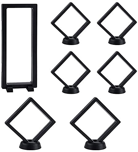 Espositore a Telaio Galleggiante, 7 Pezzi Cornice Galleggiante 3D, Espositore Galleggiante per Gioielli, Espositore Monete 3D con Basi, Espositore per Gioielli Francobolli Medaglie Monete Gemme