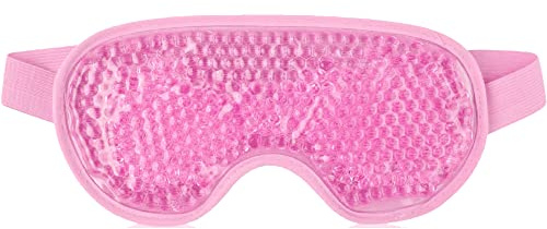 Blaue Gel-Augenmaske, kühlende und wärmende Behandlung für müde geschwollene Augen, Kopfschmerzen, Heuschnupfen, wendbares Design mit PVC/Silikon & Plüschsamt, verstellbare Klettverschlüsse