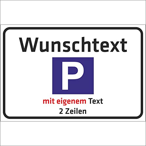 INDIGOS UG - Schilder selbst gestalten - Schild personalisiert - Parkplatzschild - Aluminium 0,5mm 2 Größen - extrem leicht - personalisiert mit Text oder Namen - für Garage, Hotel, Parkplatz,