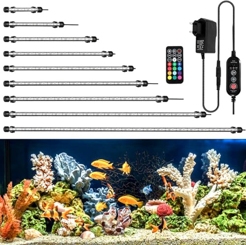 Izrielar Aquarium Licht LED, Beleuchtung für Aquarien LED, 11W Aquarium-Licht RGB, IP67 Wasserdicht, Universal Fit Aquarium Lamp, für Fisch Tank, Pflanzen Aquarium, EU Stecker