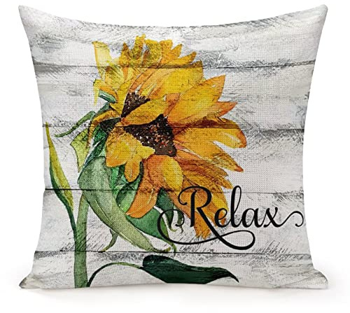 Linen Pillow Cases for Home Decor Farmhouse Cushion Cover 18x18 for Baby Boys Girls Kids Room,Relax Wood Grain Glass Bottle Floral Cushion Cover with Zipper Mother's Day Pillow Gifts