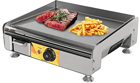 MNSSRN 2.300 W Sartén Eléctrica Comercial, Aperitivos Y Utensilios De Cocina Multifuncionales Sin Temperatura, Plancha De Hierro, Panqueques, Filetes, Arroz Frito, Huevos Fritos, Calamar, Etc.