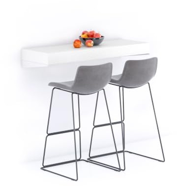 Mobili Fiver, Mensolone Da Bar Evolution 120x40, Bianco Frassino, Tavolo a muro sospeso per Bar e Ristoranti, Cucina, Made in Italy