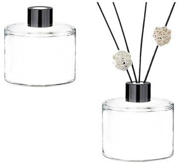 2 PCS 50ml Empty Glass Essential Oil Diffuser Bottles Aromatherapy Jars Fragrance Perfume Containers for Home Office Desktop Decor