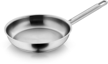 WMF Ultimate Servier-/ Bratpfanne 24 cm Edelstahlpfanne unbeschichtet, flach, ebener Boden, Induktion, Cromargan Edelstahl poliert, backofenfest, spülmaschinengeeignet