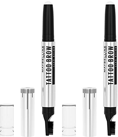 Maybelline New York Tattoo Brow Lift Stick für Augenbrauen, volle Laminierwirkung, wasserdicht, 24 Stunden, langer Halt mit Spitze aus Wachs und Kamm, Farbe 00 transparent, 2 Kosmetik