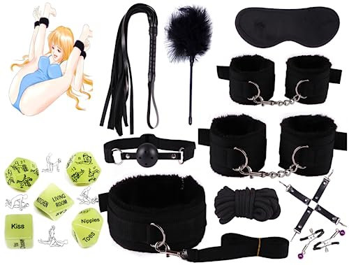 Spielzubehör Für Paare, 10-teiliges Set Aus Schwarzem Nylon + 5 Im Dunkeln Leuchtenden Würfel