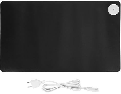 Vikye Beheiztes Mauspad, 24 Zoll X 14 Zoll, Elektrisch Warme Schreibtischunterlage mit 3 Temperaturreglern, Warmes Großes Mauspad für Zuhause, Schule, Büro (schwarz) (EU-Stecker)