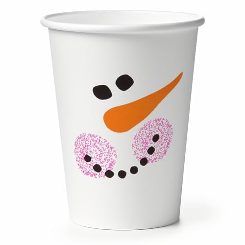 PLS GROUP® 300 Pappbecher Glühwein 200ml | Glühweinbecher für Heißgetränke 0,2L | Einweg Glühwein Becher | Trinkbecher Pappe | Einwegbecher | Heißgetränkebecher Winter Schneemann