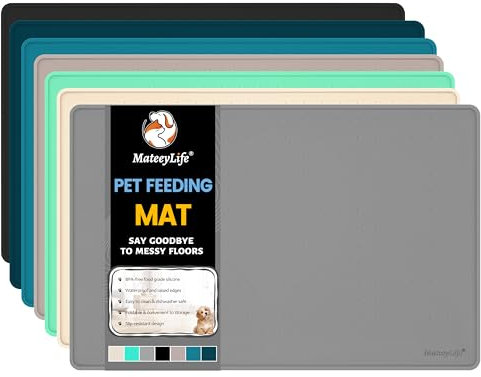 MateeyLife Silikon Napfunterlage Katzen & Hund, Katzennapf Unterlage Hundenapf rutschfest, wasserdichte Unterlage Futtermatte Hund, Futterunterlage Katz Groß, Mittle und Klein, 46x31cm, Bronze