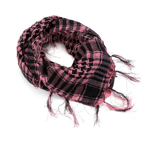 Arab Shemagh Keffiyeh Palestine Shawl Plaid Muslim Scarf Houndstooth Lightweight Outdoor Tactical Military Head Face Neck Hood Wrap Windproof Sandproof Soft Warm Fringed Kerchief Scottish Tartan Check