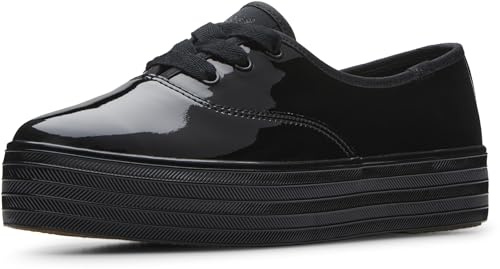 Keds Women's Keds Point Lace Up, Black/Black Patent Leather, 7.5 Medium