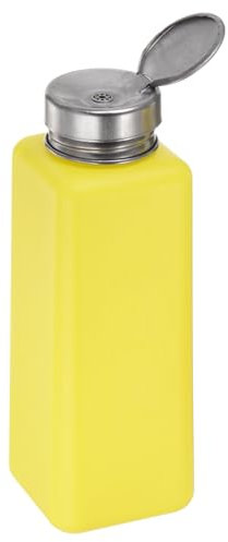 sourcing map Lösungsmittel-Alkohol-Spender 500 ml (16,9 oz) Druckflüssigkeits-Spenderpumpe mit abdichtendem Edelstahldeckel für Aceton-Reiniger Nagellackentferner, Gelb