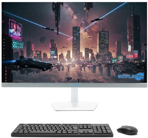 SIMPLETEK Ordenador todo en uno de 27 FHD | Core i5 10a Gen | Windows 11 Pro | 4GB RAM | 120GB SSD | Con WiFi 6, BT 5.2 y Webcam Pop-Up 5Mp integrada