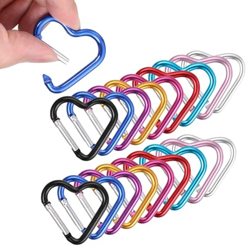 18 Stück Mini Herzkarabiner,Hängende Schnalle für Außenbereich | Aluminium Schraubkarabiner, Schnalle Bekleidungszubehör, Karabinerhaken Set für Camping, Wandern, Berge besteigen, Angeln